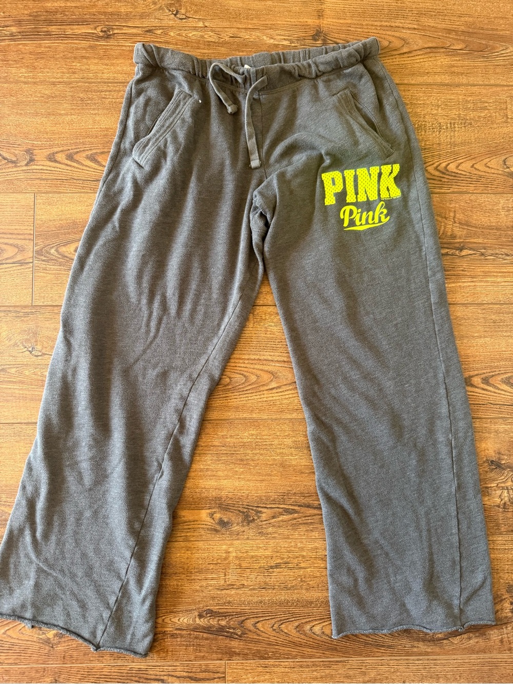 Vintage PINK Victoria's Secret Gray Sweatpants with Neon Logo